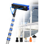 Vevor kit perche telescopique nettoyage panneaux solaires extensible a 11 m, avec tete de brosse pp rotative ...