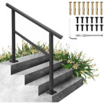 Vevor main courante pour escalier noir, balustrade garde corps terrasse rampe escalier en alliage dealuminium ...