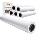 Vevor rouleau de papier a dessin blanc, grand format, 610 mm x 45, 7 m, lot de 6 rouleaux de papier pour ...