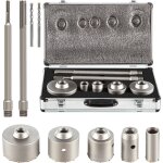 Vevor scie cloche 5pcs coffret de scie trepan 30mm 40mm 65mm 80mm 100mm trepan beton en acier carbone ...
