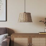 Vidaxl ? abat - jour de plafonnier marron �38x23 cm en osier ? support en fer peint ? convient aux ampoules ...