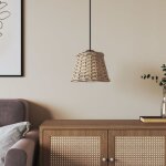 Vidaxl ? abat - jour de plafonnier marron en osier �15x12 cm ? support fer peint ? convient ampoules ...