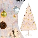 Arbre de no�l artificiel pr� - �clair� avec boules blanc 210 cm vidaxl