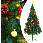Vidaxl - arbre de no�l artificiel pr� - �clair� avec boules vert 210 cm