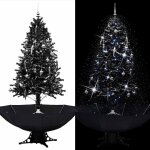 Vidaxl - arbre de nol neigeux avec base de parapluie noir 190 cm pvc