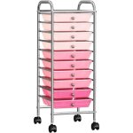 Vidaxl - chariot de rangement mobile � 10 tiroirs ombre rose plastique
