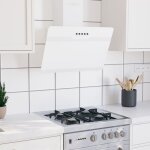 Hotte murale 60 cm acier et verre tremp blanc