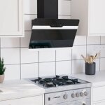 Hotte murale 60 cm acier et verre tremp noir vidaxl