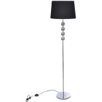 Vidaxl ? lampadaire noir avec support haut ? abat - jour polyester 380mm ? tube chrome 1560mm ? tension ...