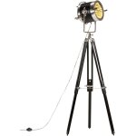 Vidaxl ? lampadaire tr�pied noir en bois de manguier massif 117 - 171 cm ? abat - jour pivotant en acier ...