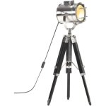 Vidaxl ? lampadaire tr�pied noir en bois de manguier massif 55 - 69 cm ? abat - jour pivotant en acier ...