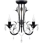 Vidaxl - lustre m�tal noir style art nouveau + perles crystal 3 x e14 ampoules
