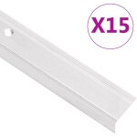 Nez de marche forme en l 15 pcs aluminium 100 cm argent� vidaxl
