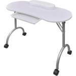 Table � manucure pliable avec roulettes blanc