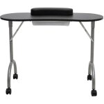 Table  manucure pliable avec roulettes noir - vidaxl