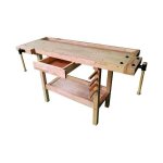 Vigor ? �tabli en bois huil� 149 cm ? charge maximale 150 kg ? �tag�re interm�diaire et tiroir ? 4 tiges ...