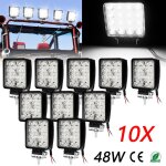 Swanew 10x 48w projecteur phare de travail 12v 24v led carré led moto spot feux additionnels offroad ... Swanew 10x 48w projecteur phare de travail 12v 24v led carré led moto spot feux additionnels offroad ...