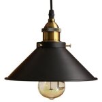 Vintage lustre suspension industrielle lampe de plafond 22cm abat - jour e27 noir