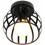 Vintage plafonnier industrielle design forme cage 20cm noir, lampe de plafond en m�tal fer luminaire ...