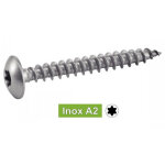 Vis � bois t�te cylindrique large six lobes pour pentures - inox a2 6x45 mm - bo�te de 100