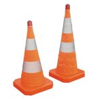 Cone de signalisation viso pliable 70cm lampe clignotante orangle / blanc - ssc370