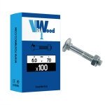 Viswood - boulon japy t�te ronde collet carr� - trcc - acier zingu� - 6 x 70 / 18 mm - bo�te de 100