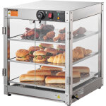 Vitrine chauffante commerciale 3 niveaux, presentoir a chaud 800 w avec lumiere, controle de temperature ...