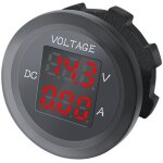 Voiture led voltm�tre num�rique dc 12v / 24v double amp�rem�tre jauge de tension pour bateau universel ...