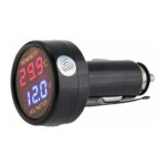 Voltm�tre et thermom�tre 2 en 1, indicateur num�rique de tension de batterie de voiture, indicateur de ...