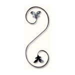 Volute en s finition feuilles - modle droit - hauteur 400mm largeur 150mm fer plat lisse de 12x6mm - ...