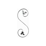 Volute en s finition feuilles - modle gauche - hauteur 400mm largeur 150mm fer plat lisse de 12x6mm ...
