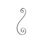 Volute en s ingale finition raye - hauteur 450mm largeur 170mm plat lisse 14x6mm - fer forg -  souder ...