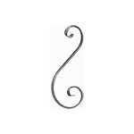 Deco fer forge - volute en s in�gale finition queue de carpe - hauteur 270mm largeur 110mm plat lisse ...