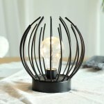Vtizikl lampe de table  cage en mtal lampe sans fil  piles avec ampoule led de style edison idal ...