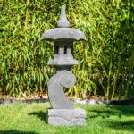 Lanterne japonaise pagode zen en pierre de lave 90 cm Lanterne japonaise pagode zen en pierre de lave 90 cm
