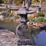 Wanda collection - lanterne japonaise en pierre de lave 90 cm lampe jardin terrasse