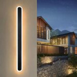 Applique murale led exterieur - eclairage mural ip65 etanche 100cm noir lampe d'exterieur ovale 3000k ...