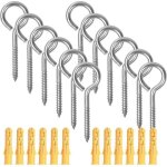 Warsione - 12 pcs m6�80mm crochets � oeil vis avec tubes d'expansion, crochets piton � visser en acier ...