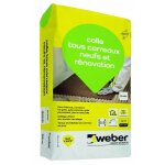 Weber saint gobain - colle tous carreaux neuf et rnovation 25kg, blanc, mortier - colle pour facence ...