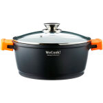 Wecook ecochef casserole 28cm, induction, couvercle en verre, antiadhsive, fonte d'aluminium noir