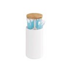 Distributeur coton tige laresa, boite  coton tige, bambou - plastique,  6, 5x11, 5 cm, blanc - marron ...