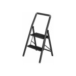 Wenko - escabeau 2 marches, petit escabeau pliable, alu, noir
