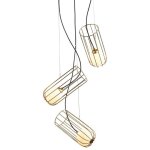 What what - pendentif suspendu moderne dor� � 3 lumi�res avec or, abat - jour blanc, g9 - italux