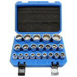 Wiltec - coffret de douilles 12 pans chrome vanadium de 8 � 36 mm carre 1 / 2