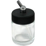 Gobelet  peinture airbrush ? en verre ? avec couvercle et tube plongeur ? 22 cm ? godet arographe ...