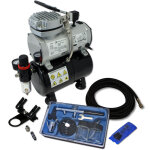 Wiltec kit airbrush avec compresseur as 189 ? r�servoir 3 l 30 l / min ? pistolet a�rographe 128, godets ...