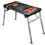 Wiltec - tabli d'atelier 108, 5x55x52cm noir et orange 7 fonctions en 1 multiusages banc de travail si�ge ...