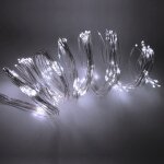 Wisdom 3727 chaine de 300 lumie'res de noel micro led ice white light mt 2x15 brins chaine de cable transparen ...