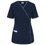 Wk designed to work - blouse de service polycoton boutons pression femme wk. designed to work bleu marine ...