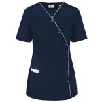 Wk designed to work - blouse de service polycoton boutons pression femme wk. designed to work bleu marine ...